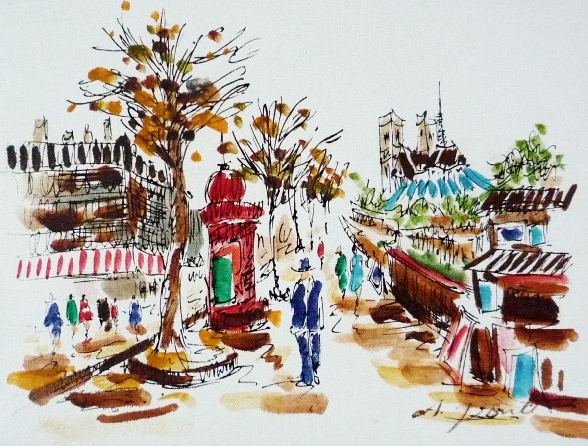 肉筆絵画 油絵 F4号 ｢パリの街風景｣-4- 特価, 絵画, 油彩, 自然, 風景画