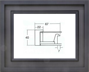 額縁　油絵/油彩額縁 木製フレーム アクリル付 3441N サイズ F4号 ブラック 黒