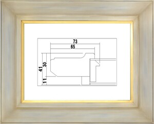 額縁　油絵/油彩額縁 樹脂製フレーム アクリル付 7744 サイズ F8号 アンティークアイボリー