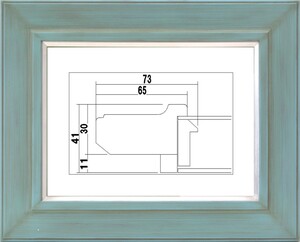 額縁　油絵/油彩額縁 樹脂製フレーム アクリル付 7744 サイズ F8号 アンティークブルー