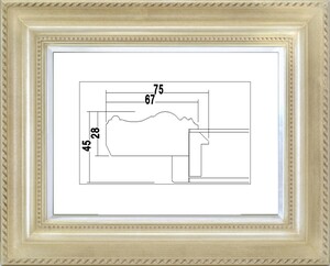 額縁　油絵/油彩額縁 樹脂製フレーム アクリル付 7746 サイズ F4号 シルバー