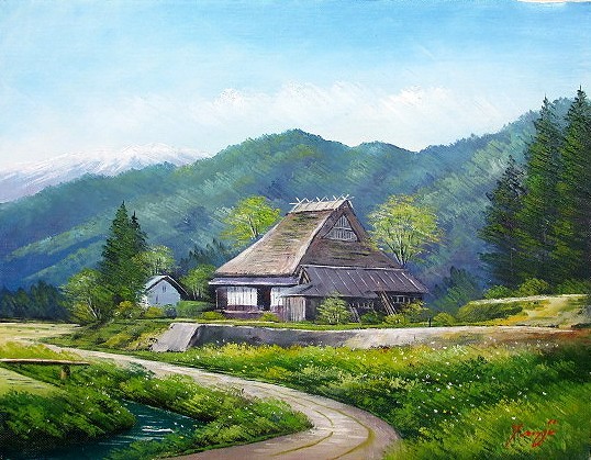 तैल चित्र, पश्चिमी पेंटिंग (तेल चित्रकला फ्रेम के साथ वितरित किया जा सकता है) M10 क्योटो शुज़ान काइदो क्योको त्सुजी, चित्रकारी, तैल चित्र, प्रकृति, परिदृश्य चित्रकला
