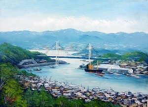 Art hand Auction Oil painting, Western painting (can be delivered with oil painting frame) M6 Onomichi Journey Kyoko Tsuji, painting, oil painting, Nature, Landscape painting