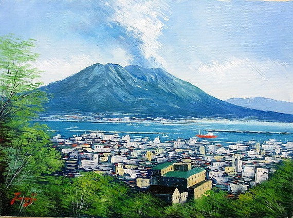 Ölgemälde, Westliches Gemälde (kann mit Ölgemälderahmen geliefert werden) M20 Größe Sakurajima Kyoko Tsuji, Malerei, Ölgemälde, Natur, Landschaftsmalerei