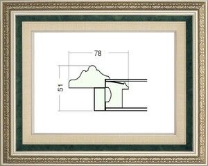 額縁　油絵/油彩額縁 樹脂製フレーム 9586 サイズ F4号 Ｓ/グリーン 銀 緑