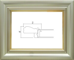 額縁　油絵/油彩額縁 樹脂製フレーム 3476 UVカットUVカットアクリル付 サイズ F8号 パールゴールド