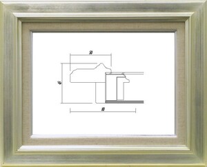 額縁　油絵/油彩額縁 木製フレーム ガラス付 7711 サイズ SM シルバー