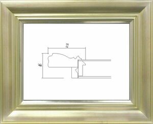 額縁　油絵/油彩額縁 樹脂製フレーム UVカットアクリル付 7714 サイズ F3号 シルバー 銀