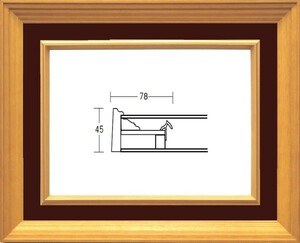 額縁　油絵/油彩額縁 木製フレーム 3017 ガラス付 サイズ F4号 エンジ