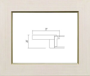 額縁　油絵/油彩額縁 木製フレーム 3467 UVカットアクリル付 サイズ F4号 ウッディーホワイト 白