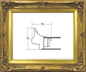 額縁　油絵/油彩額縁 成型フレーム アクリル付 7812 サイズ F0号 アンティークゴールド 金