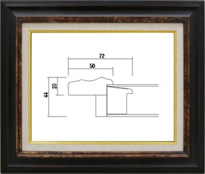 額縁　油絵/油彩額縁 木製フレーム アクリル付 7740 サイズ F6号 鉄黒 ブラック