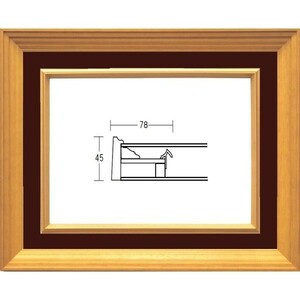額縁　油絵/油彩額縁 木製フレーム 3017 ガラス付 サイズ F6号 エンジ