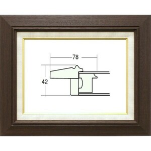 額縁　油絵/油彩額縁 木製フレーム 3427 ガラス付 サイズ F4号 ブラウン