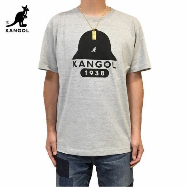 新品 正規 L KANGOL　カンゴール KANGOL HYPE オールドスクール ハット デザイン コラボ Ｔシャツ 杢グレー