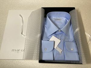 新品　マロル（伊）　ドレスシャツ４３　水色無地　ポプリン　定番　ボローニャ発の世界最高峰のシャツ　定価７万円程
