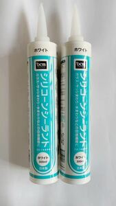 DCM シリコーンシーラント ホワイト 300ml 2本セット　コーキングガン