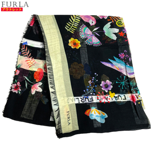 アウトレット！ FURLA フルラ 新品 スカーフ【SCF4】FV7020 SH238 4 ブラック系マルチカラー 春 秋 クリックポストで送料無料