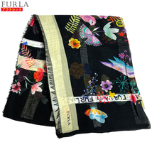 アウトレット！ FURLA フルラ 新品 スカーフ【SCF4】FV7020 SH238 4 ブラック系マルチカラー 春 秋 クリックポストで送料無料_画像1