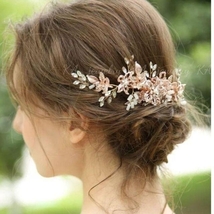 ローズゴールド ヘッドドレス ウェディング ピンク 結婚式 ヘアアクセサリー 新品 アクセサリー 髪飾り ティアラ ブライダル ウエディング_画像4