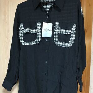 エッジライン 黒ブラウス シャツ レディース フリーサイズ