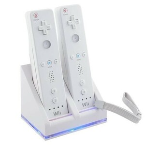 ◆送料無料◆Wii / Wii U リモコンバッテリー 充電器 2800mAh×2 充電器+USBコード+専用バッテリー2点 ホワイト White 白色 互換品