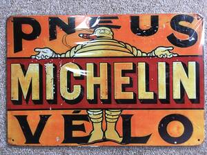  tin plate signboard 20×30cm MICHELINmi sierra n viva n dam american garage antique miscellaneous goods *TIN autograph *