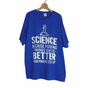 大きいサイズ Tシャツ 新品 ティーシャツ SCIENCE プリントTシャツ メンズ 2XL DELTA 青色 tee ユニーク #2491