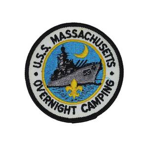 ヴィンテージ ワッペン ボーイスカウト パッチ U.S.S. MASSACHUSETTS OVERNIGH T CAMPING 戦艦 BOY SCOUTS #9033