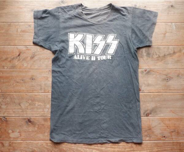 送料無料♪70's KISS ALIVE Ⅱ TOUR ビンテージTシャツ バンドT キッス シングルステッチ 古着 vintage