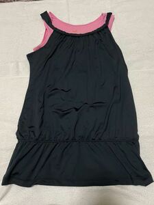 プーマ　PUMA 　ロング丈タンク 黒　ピンク　Mサイズ　重ね着風　 ダンス ヨガ トレーニング　タンクトップ　ランニング