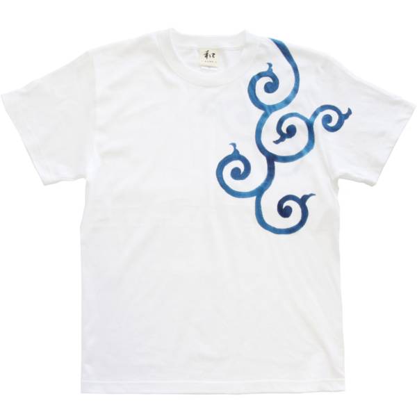 Men's T-shirt M size White Arabesque pattern T-shirt White Handmade Hand-painted T-shirt Japanese pattern, M size, round neck, patterned