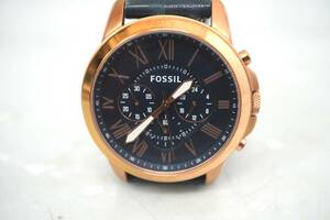 5-114 FOSSIL フォッシル FS4835 メンズ腕時計 クロノグラフ レザーベルト 紺色 ネイビー 稼働品 ベルト尾錠純正