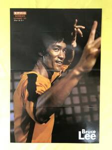 BGチ52サ●ブルース・リー ポスター ピンナップ　スクリーン 1974年11月号付録 BRUCE LEE 李小龍 当時物