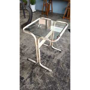 【送料込み】 JAPAN Vintage “Glass Top Side Table” サイドテーブル 机 ガラス 展示台 家具 什器 古道具 雑貨 ビンテージ 昭和 レトロ