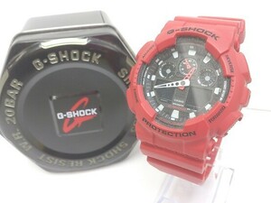 CASIO カシオ　 腕時計 G-SHOCK クォーツ　デジタル　GA-100B　動作未確認 レッド メンズ 1205000012797
