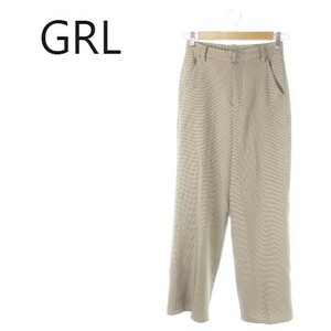 グレイル GRL パンツ スラックス ワイド ハイウエスト 千鳥格子 チェック XS 茶 ブラウン 220530AO14A