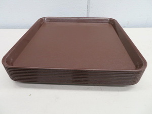 D1127* Daiwa * plastic business use tray 10 pieces set DP-11 Brown 330×330×24 Tochigi Utsunomiya used business use kitchen equipment 