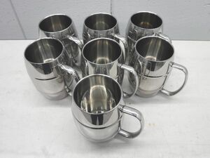 B1790*YUKIWA* made of stainless steel Via - jug 7 piece set 16 ounce two -ply structure Tochigi Utsunomiya used business use kitchen equipment 