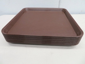 D1138* Daiwa * plastic business use tray 10 pieces set DP-11 Brown 330×330×24 Tochigi Utsunomiya used business use kitchen equipment 