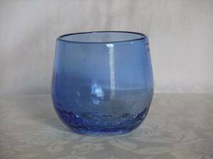 ☆新品★琉球ガラス・焼ヒビ装飾たる型グラス・青色