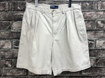 USA古着　ポロ・ラルフローレン　W36　半ズボン　ボトムス　TYLER SHORT　バックロゴ　短パン　チノパン　2タック　ベージュ　アメリカ古着_画像1