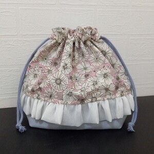 ハンドメイド お弁当袋 巾着袋 コップ袋 給食袋 花柄 LIBERTY風 リバティ風お弁当袋 ランチバッグ 巾着