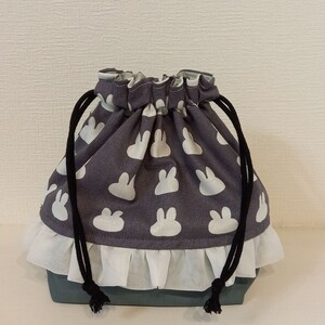 【ハンドメイド】 巾着 コップ袋 お弁当袋 ランチバッグ miffy ミッフィー フリル お弁当袋 ランチバッグ 巾着