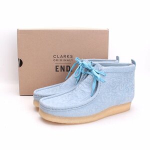  не использовался Clarks оригиналы end CLARKS ORIGINALS × END OXFORD FLOWERS WALLABEE BOOTwala Be ботинки голубой 7 1/2 /T /X