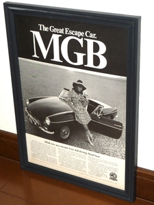 1968年 USA 60s vintage 洋書雑誌広告 額装品 MGB (A4size) / 検索用 MG 店舗 ガレージ ディスプレイ 看板 装飾 サイン 雑貨