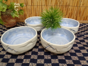 和風陶器　料亭使用　桂花　深鉢　煮物　刺身　4客　陶器　和食器　中古品　　
