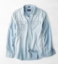 * ラスト * AE アメリカンイーグル 長袖シャツ AEO デニムワークウェアシャツ ダンガリー シャツ XL / Light Blue *_画像1