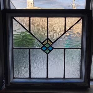8s-275 アンティークステンドグラス ダイヤ柄/格子柄/上下使い可 1920年代英国製/イギリス製