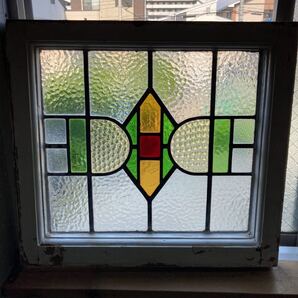 8s-332 アンティークステンドグラス ダイヤ柄/幾何学柄 1920年代英国製/イギリス製